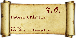 Hetesi Ofélia névjegykártya